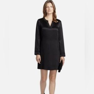 Brooks Brothers Black 100% Silk Old Money Long Sleeve Mini Dress size 6